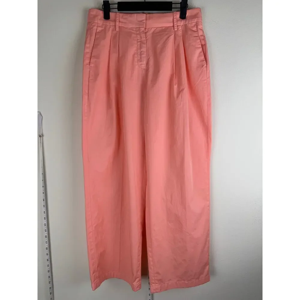 NWT J.Crew Essential Wide Leg Poplin Pants Peony Coral Size 6